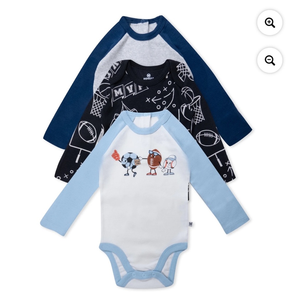 New Honest Baby Clothing Organic Cotton Long Sleeve 3Pc Bodysuit Set newborn